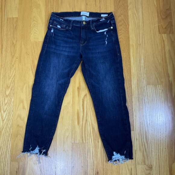 Frame Jeans Low Rise Slim Skinny Le Garcon Crop Dark Wash (27) - Picture 1 of 6